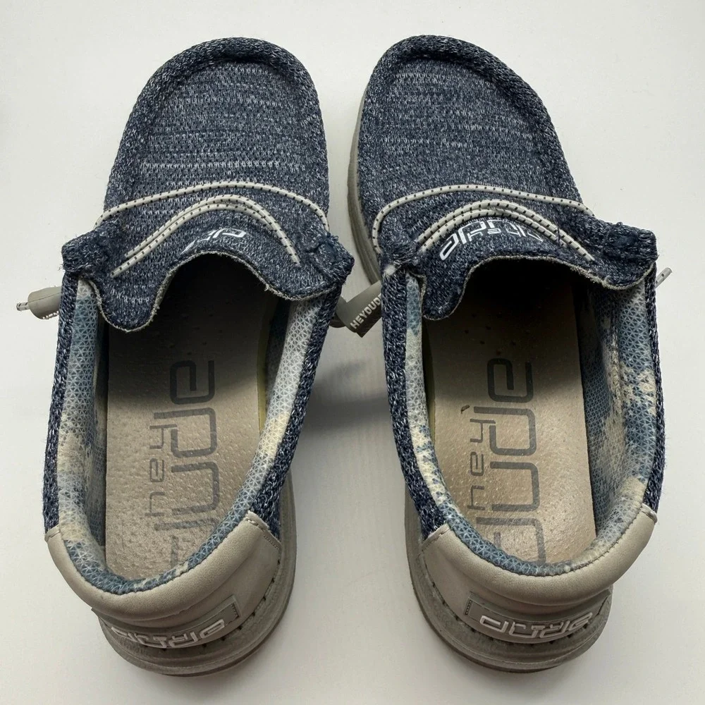 Hey Dude Wally Sox Women Size 7 Moonlit Ocean Navy Blue Knit Slip On Loafers
